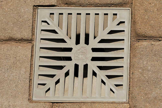 gray beige plastic patio adjustable drain